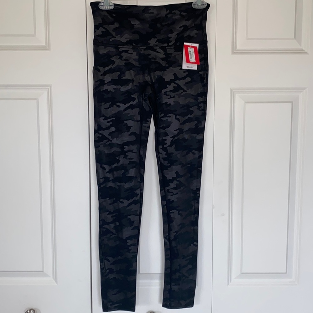 SPANX Faux Leather Camo Leggings